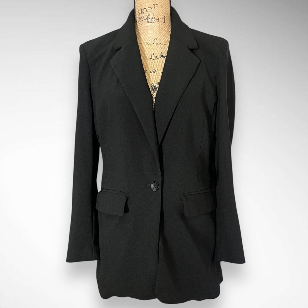 BOSTON PROPER Women's Black Beyond Travel Classic‎ Boyfriend Blazer | EUC - Picture 3 of 10